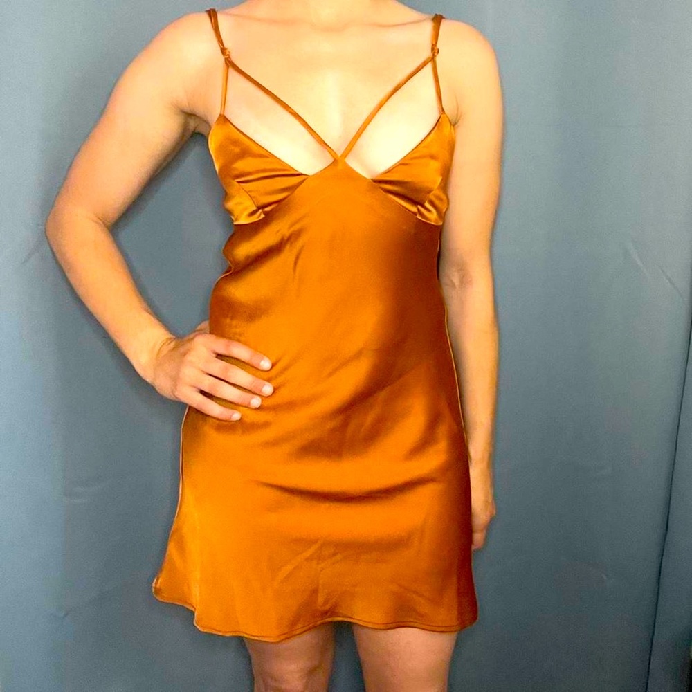 Sleek Burnt Orange UO slip dress